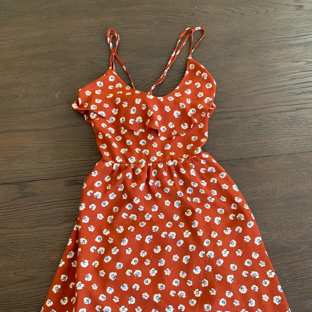 orange dress with flowers